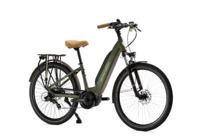 Image du vélo électrique Granville E-Absolute 34+ Chameleon Green Mat, alliant un design captivant et des performances remarquables. Une combinaison parfaite de style, de puissance et de confort pour des déplacements urbains exceptionnels