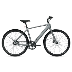 Vélo électrique Tenways CGO600 PRO avec moteur Mivice M070 de 250W, 3 niveaux d'assistance, autonomie de 100 km, poids de 16 kg, roues de 28 pouces. Disponible en gris. Phares et feu arrière intégrés. Bluetooth activé.