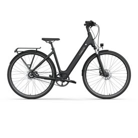 Vélo électrique TENWAYS CGO800S Midnight Black: Élégance et performance avec moteur de moyeu arrière Mivice M070 250W, batterie lithium-ion 36V, 10.4Ah et freins à disque hydrauliques Tektro.