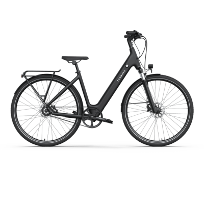 Vélo électrique TENWAYS CGO800S Midnight Black: Élégance et performance avec moteur de moyeu arrière Mivice M070 250W, batterie lithium-ion 36V, 10.4Ah et freins à disque hydrauliques Tektro.